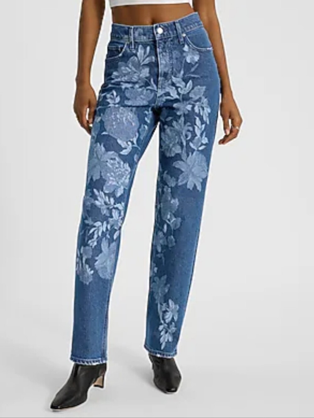Express Floral Straight High-Rise Jeans